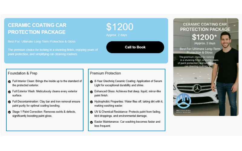 An example of a professional, itemised car detailing quote