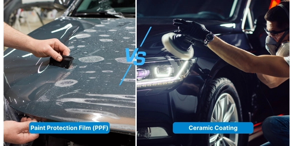 A diagram comparing the benefits of Ceramic Coating and Paint Protection Film
